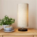 Haz Cylinder Lamp with Wood Base; Natural Linen & Dark Brown HA2046526